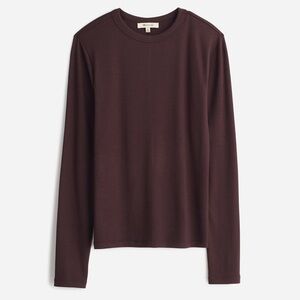 Madewell Drapey Rib Long Sleeve Tee sz M - Brown